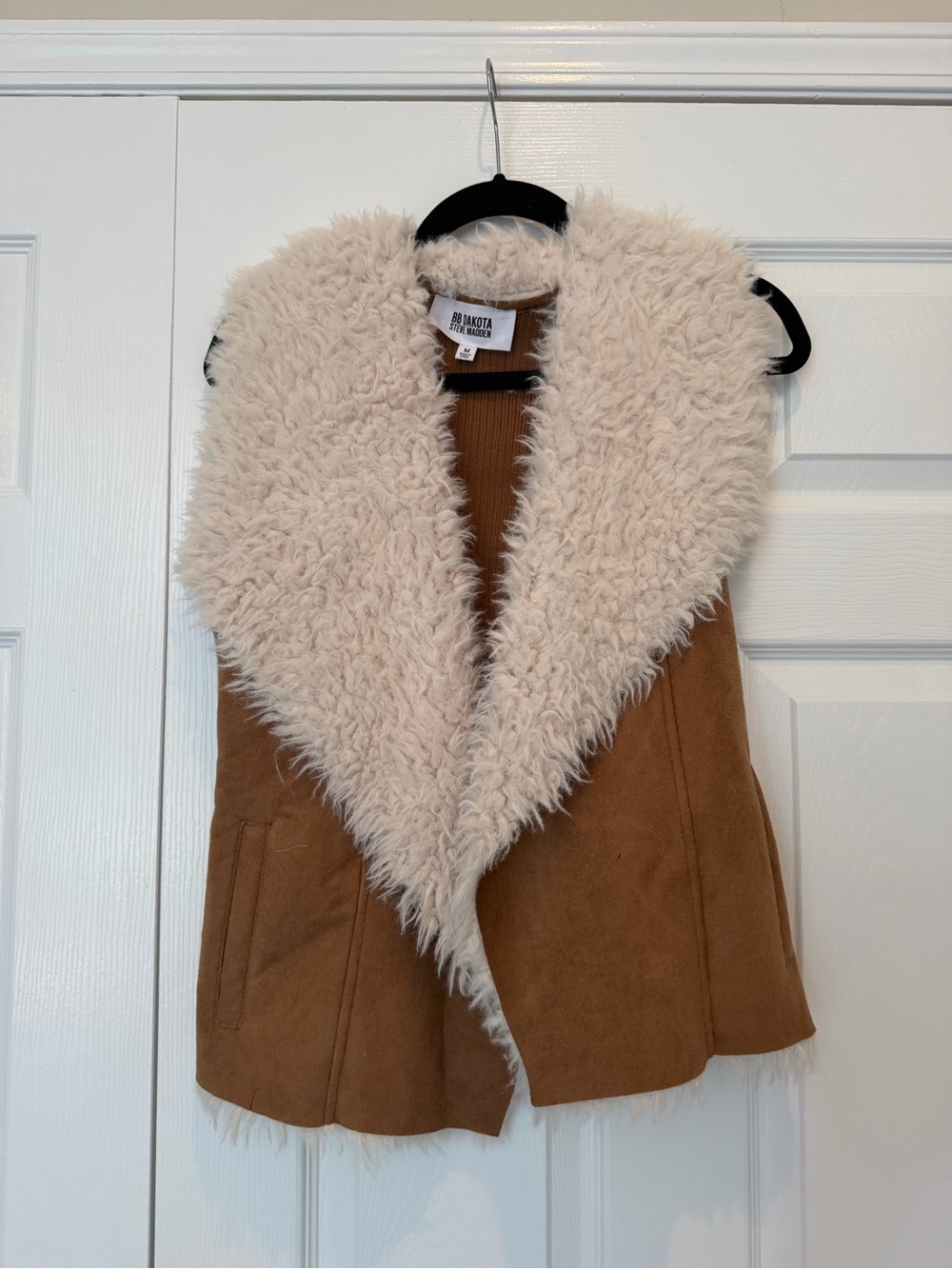 BB Dakota by Steve Madden Faux Suede & Shearling Mixed Media Knit Vest - Size M
